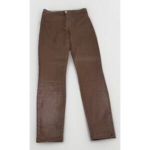 L'Agence Womens High Rise Coated Marguerite Skinny Jeans Cocoa Brown Size 27